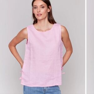 Charlie B Barbie Pink Sleeveless Linen Blend Tank Top Size US XL Women's